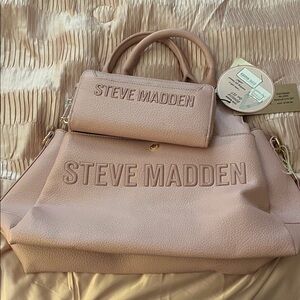 Steve Madden Pink Pebbled Tote with Matching Wallet